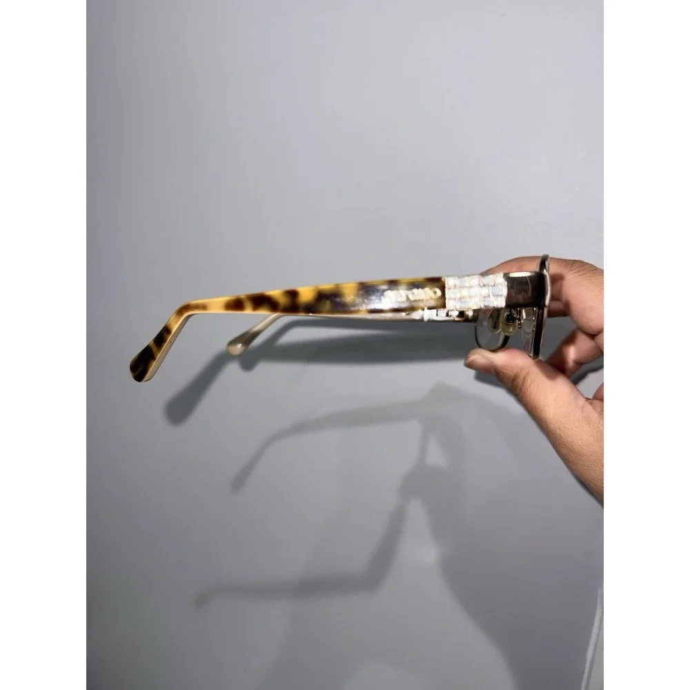 Jimmy Choo Eyeglasses 46 SYH Gold Rhinestones Rectangular Frame Italy 52[]17 130
